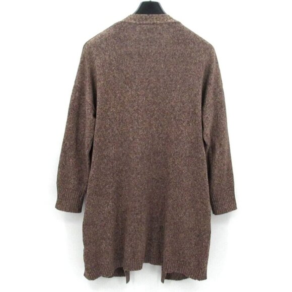 Easel Cardigan Duster Womens Large Brown Open Acrylic Sweater Pocket Cottagecore - Picture 2 of 9